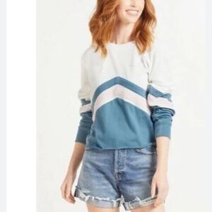 Spiritual‎ Gangster Varsity Crop Sweatshirt Size XL Chevron Terry Cloth Blue